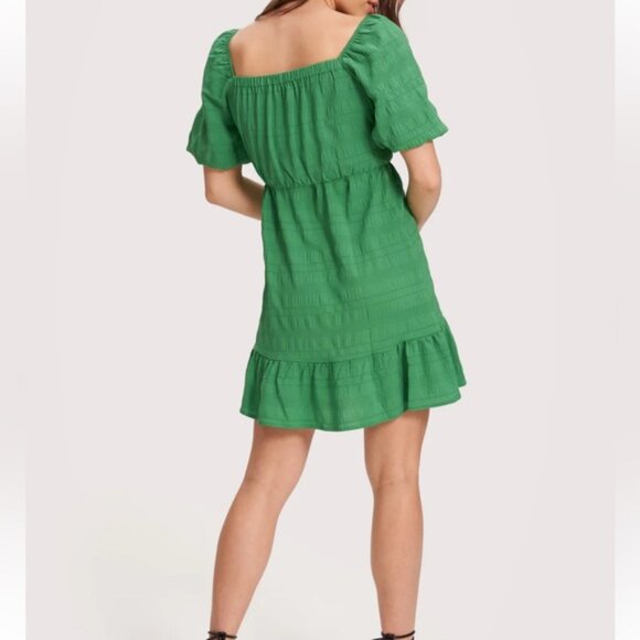 Noize Brea Green Square Neck Puff Sleeve Dress - Picture 2 of 9
